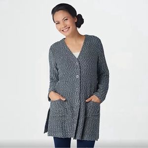 Susan Graver Gray Slub Knit Cardigan